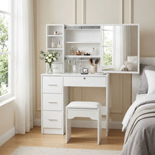 Load image into Gallery viewer, Carnation Dressing Table with Drawers Set 2pcs - White