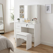Load image into Gallery viewer, Carnation Dressing Table with Drawers Set 2pcs - White