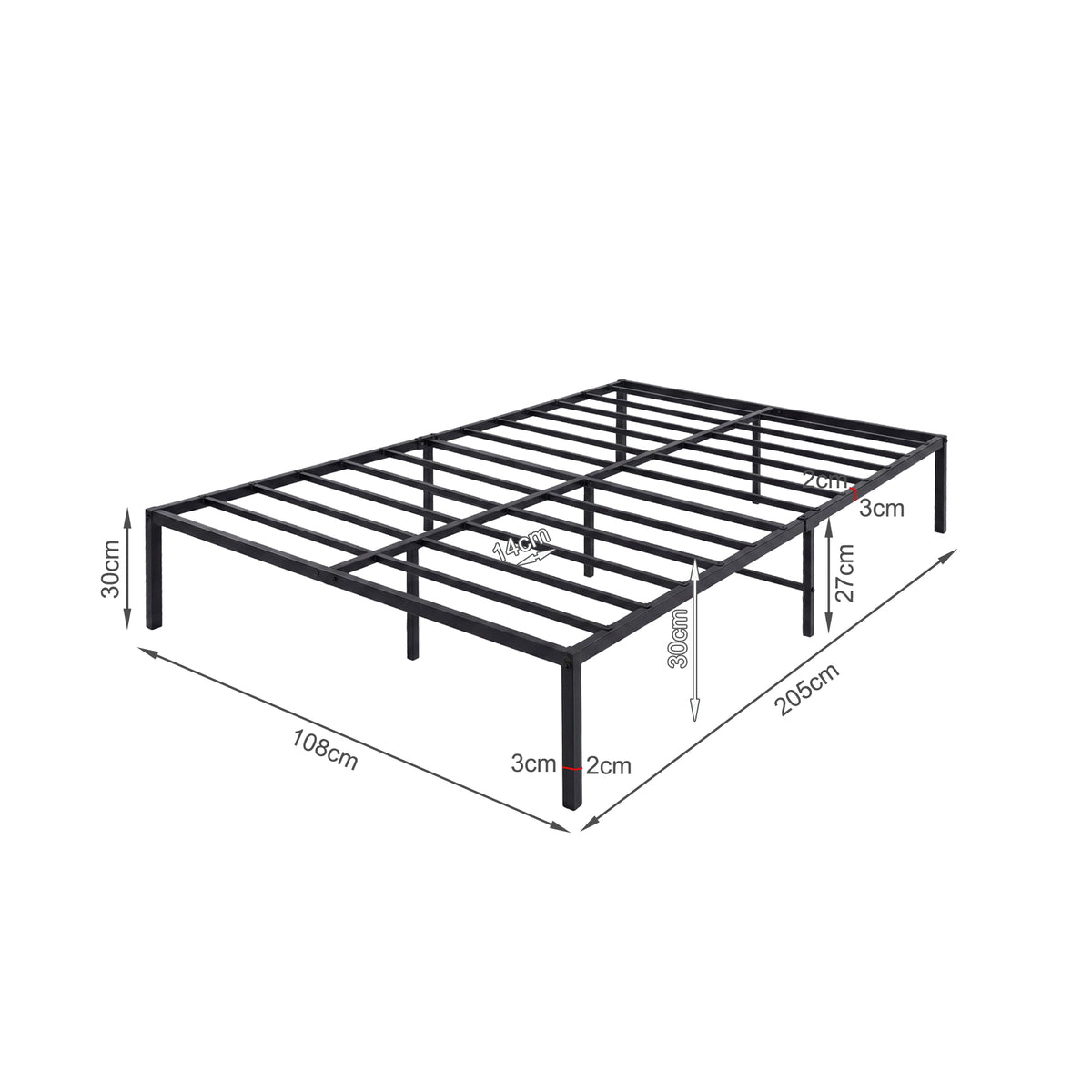 Lite King Single Metal Bed Frame - Black
