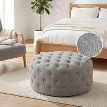 Load image into Gallery viewer, Disk Linen Ottoman - Grey