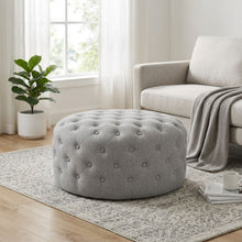 Load image into Gallery viewer, Disk Linen Ottoman - Grey