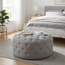 Load image into Gallery viewer, Disk Linen Ottoman - Grey