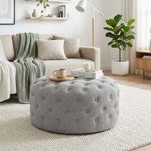 Load image into Gallery viewer, Disk Linen Ottoman - Grey