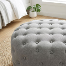 Load image into Gallery viewer, Disk Linen Ottoman - Grey