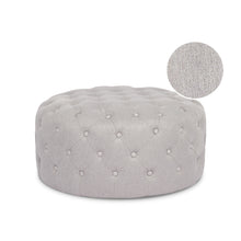 Load image into Gallery viewer, Disk Linen Ottoman - Light Grey