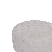 Load image into Gallery viewer, Disk Linen Ottoman - Light Grey