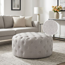Load image into Gallery viewer, Disk Linen Ottoman - Light Grey