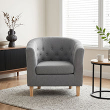 Load image into Gallery viewer, Pebble Wraparound Linen Armchair - Light Grey