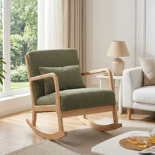 Load image into Gallery viewer, Taru Linen Rocking Armchair - Dark Green