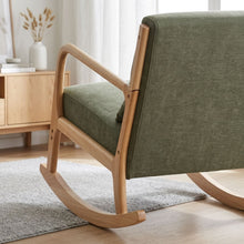 Load image into Gallery viewer, Taru Linen Rocking Armchair - Dark Green