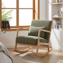 Load image into Gallery viewer, Taru Linen Rocking Armchair - Dark Green