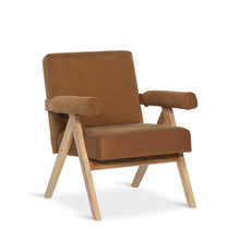 Load image into Gallery viewer, Soren Linen Armchair - Caramel Brown