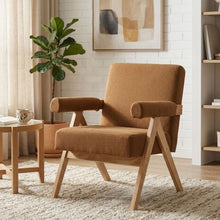 Load image into Gallery viewer, Soren Linen Armchair - Caramel Brown
