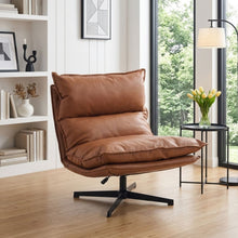 Load image into Gallery viewer, Saro Swivel Armchair with Adjustable Back - Caramel Brown