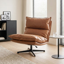 Load image into Gallery viewer, Saro Swivel Armchair with Adjustable Back - Caramel Brown