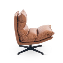 Load image into Gallery viewer, Saro Swivel Armchair with Adjustable Back - Caramel Brown