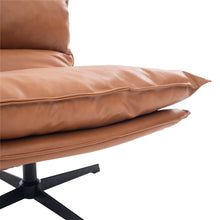Load image into Gallery viewer, Saro Swivel Armchair with Adjustable Back - Caramel Brown