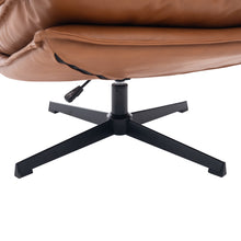 Load image into Gallery viewer, Saro Swivel Armchair with Adjustable Back - Caramel Brown