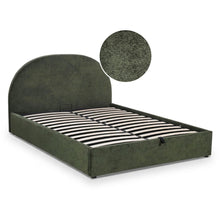 Load image into Gallery viewer, Isabella Teddy Boucle Queen Gas Lift Bed Frame - Olive Green