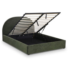 Load image into Gallery viewer, Isabella Teddy Boucle Queen Gas Lift Bed Frame - Olive Green
