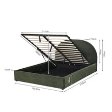 Load image into Gallery viewer, Isabella Teddy Boucle Queen Gas Lift Bed Frame - Olive Green