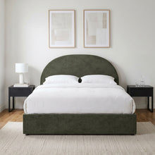 Load image into Gallery viewer, Isabella Teddy Boucle Queen Gas Lift Bed Frame - Olive Green