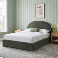 Load image into Gallery viewer, Isabella Teddy Boucle Queen Gas Lift Bed Frame - Olive Green