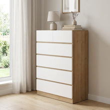 Load image into Gallery viewer, 22197-harris-6-drawers-tallboy-oak-white-2607014