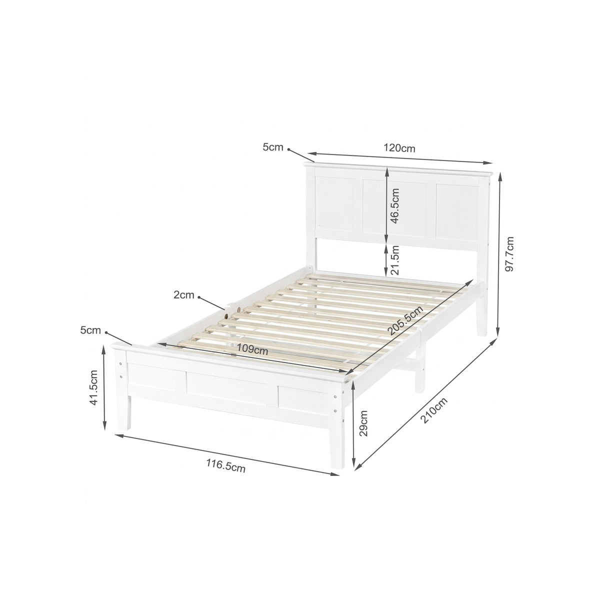 Flexa King Single Wooden Bed Frame - White