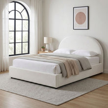 Load image into Gallery viewer, Isabella Boucle Queen Gas Lift Bed Frame - White