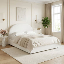 Load image into Gallery viewer, Isabella Boucle Queen Gas Lift Bed Frame - White