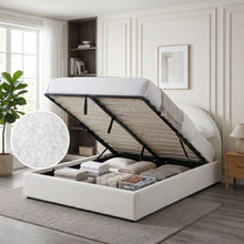 Load image into Gallery viewer, Isabella Boucle Queen Gas Lift Bed Frame - White