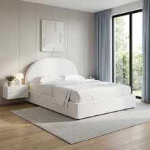 Load image into Gallery viewer, Isabella Boucle Queen Gas Lift Bed Frame - White