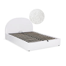 Load image into Gallery viewer, Isabella Boucle Queen Gas Lift Bed Frame - White