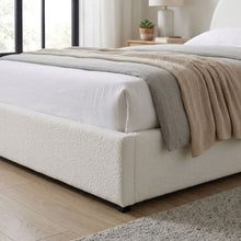 Load image into Gallery viewer, Isabella Boucle Queen Gas Lift Bed Frame - White