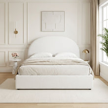 Load image into Gallery viewer, Isabella Boucle Queen Gas Lift Bed Frame - White