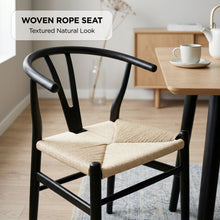 Load image into Gallery viewer, Winter Rope Seat Dining Chair Wishbone Chair Replica - Set of 2 - Black