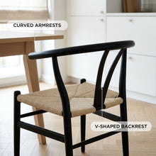 Load image into Gallery viewer, Winter Rope Seat Dining Chair Wishbone Chair Replica - Set of 2 - Black