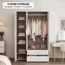 Load image into Gallery viewer, Bram 3 Door Wardrobe Cabinet with 2 Drawers - Oak + White