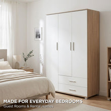 Load image into Gallery viewer, Bram 3 Door Wardrobe Cabinet with 2 Drawers - Oak + White