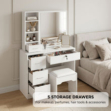 Load image into Gallery viewer, Carnation Dressing Table with Drawers Set 2pcs - White