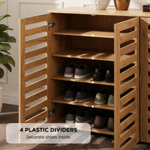 Load image into Gallery viewer, Loma 3 Door Shoe Cabinet Storage Rack - Dark Oak
