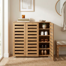 Load image into Gallery viewer, Loma 3 Door Shoe Cabinet Storage Rack - Dark Oak