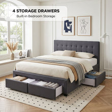 Load image into Gallery viewer, Eleanor Double Bed Frame with 4 Drawers - Dark Grey
