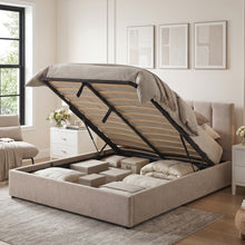 Load image into Gallery viewer, Stow Queen Gas Lift Bed Frame - Linen Khaki