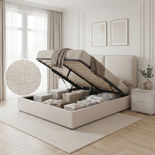 Load image into Gallery viewer, Pureloft Queen Gas Lift Bed Frame - Linen Light Beige