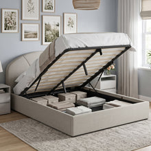 Load image into Gallery viewer, Nestly Queen Gas Lift Bed Frame - Linen Light Gray