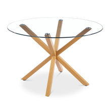 Load image into Gallery viewer, Flare Tempered Glass Round Dining Table 120 x 78cm - Transparent + Natural