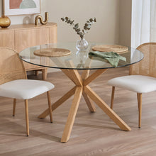 Load image into Gallery viewer, Flare Tempered Glass Round Dining Table 120 x 78cm - Transparent + Natural