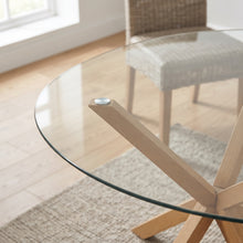 Load image into Gallery viewer, Flare Tempered Glass Round Dining Table 120 x 78cm - Transparent + Natural